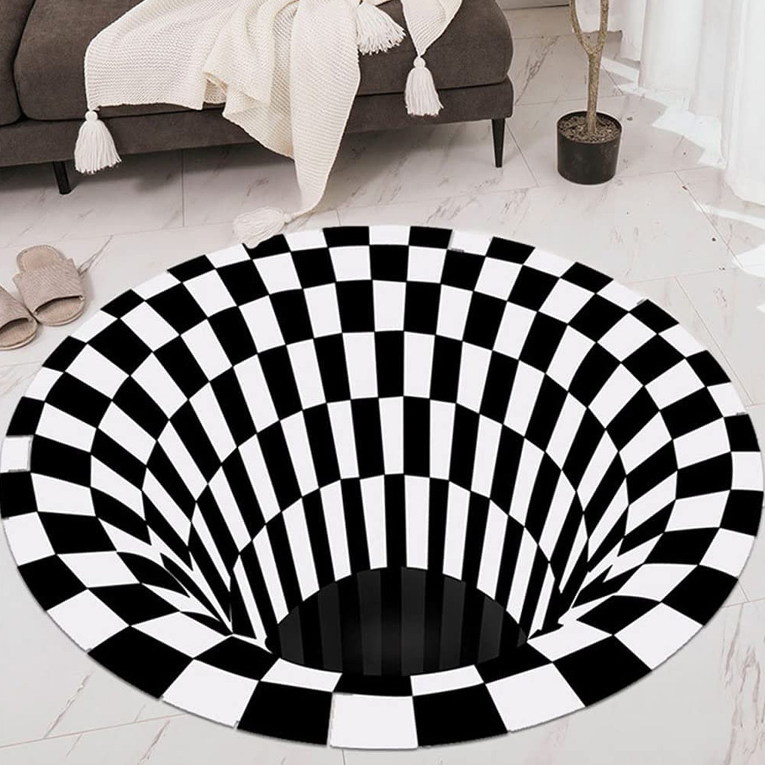 3d Space Round Carpet Floor Mat Non-woven Doormat (1 Pc 78 Cm)